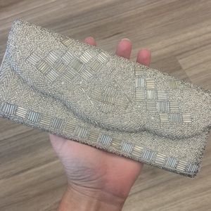 Vintage silver beaded clutch